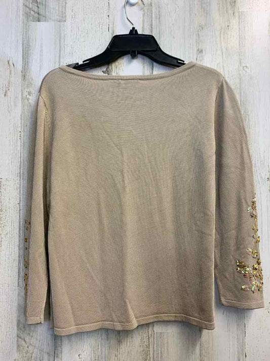 NEWPORT NEWS PLUS SIZES Size 1X Beige LONG SLEEVES Sweater