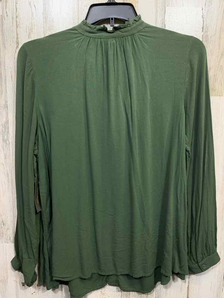 NWT STYLE & CO Tops Size 1X Green Solid LONG SLEEVE Blouse