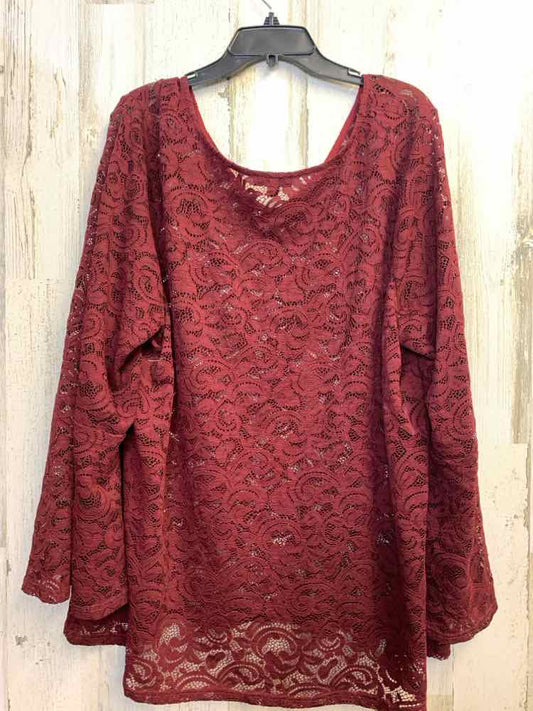 LANE BRYANT PLUS SIZES Size 26/28 WINE Lace LONG SLEEVES TOP