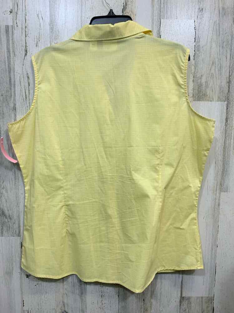 PRE-OWNED LEE Tops Size XXL yellow/wht Checkered SLEEVELESS Shirt/YELLOW/WHITE C