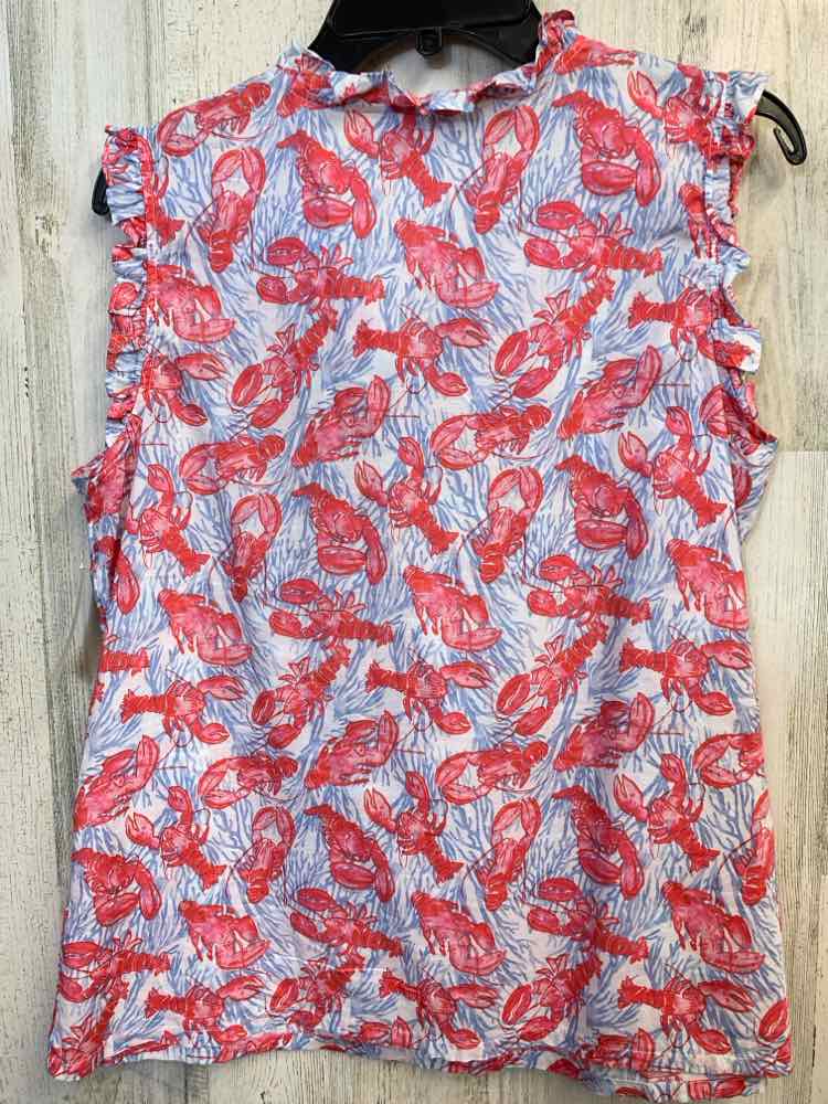TALBOTS Tops Size M RED/WHT/BLU LOBSTERS SLEEVELESS TOP