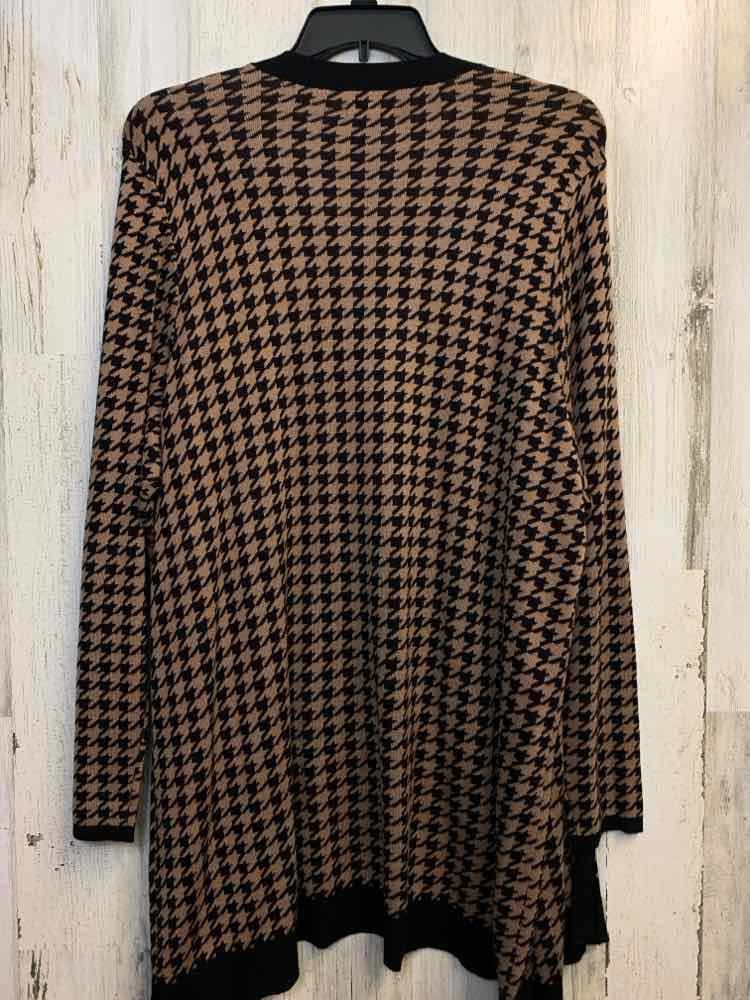 CROFT & BARROW PLUS SIZES Size 2X TAN/BLK Houndstooth CARDIGAN Cardigan