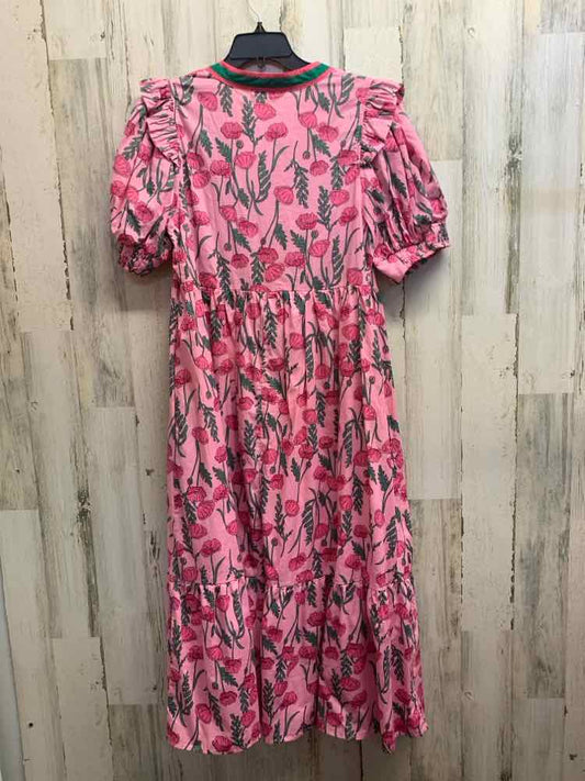 NWT ENTRO Dresses and Skirts Size L PINK/GREEN Floral TIERED Vest/MAXI TIER DRES