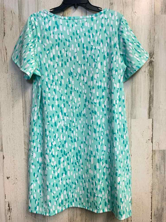 PRE-OWNED KIM ROGERS Dresses and Skirts Size PL AQUA/WHT/BLU SPOTS Dress