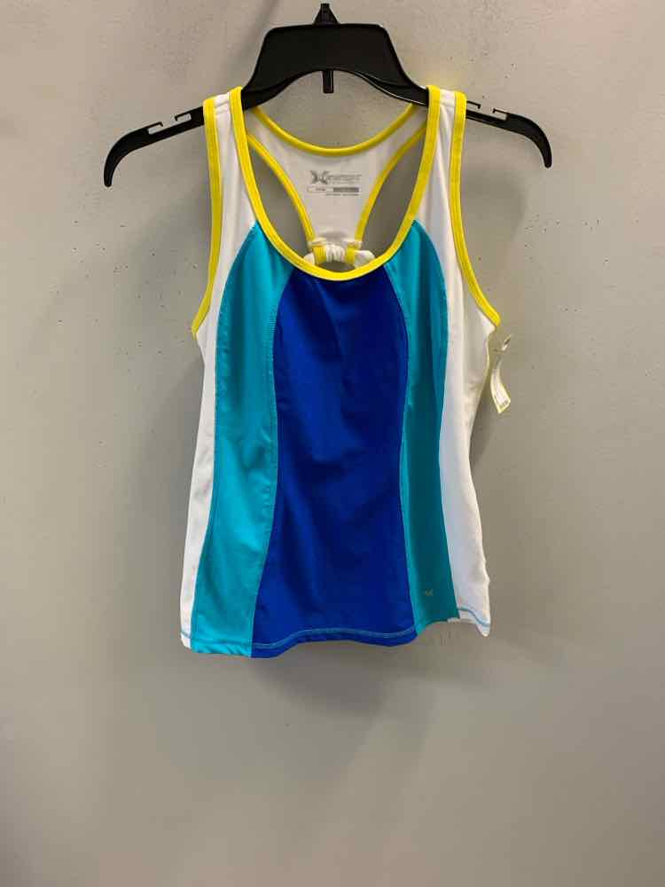 XERSION Activewear Size M WHT/YEL/AQUA/BLU TOP