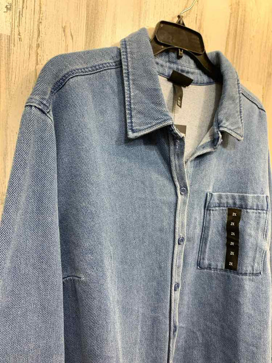 NWT FUTURE COLLECTIVE JACKETS / COATS Size 2X Blue JEANS BUTTON UP Jacket
