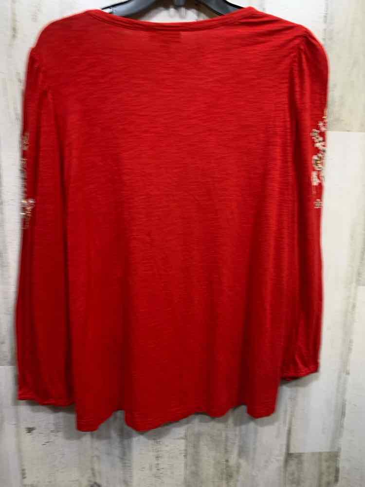 NWT STYLE & CO Tops Size 0X Red Floral LONG SLEEVE Blouse