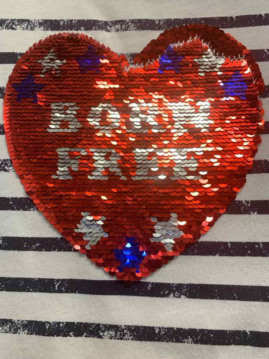 PRE-OWNED LIBERTY PARK Tops Size L WHITE/BLUE/RED SEQUINED SHORT SLEEVES Shirt/S