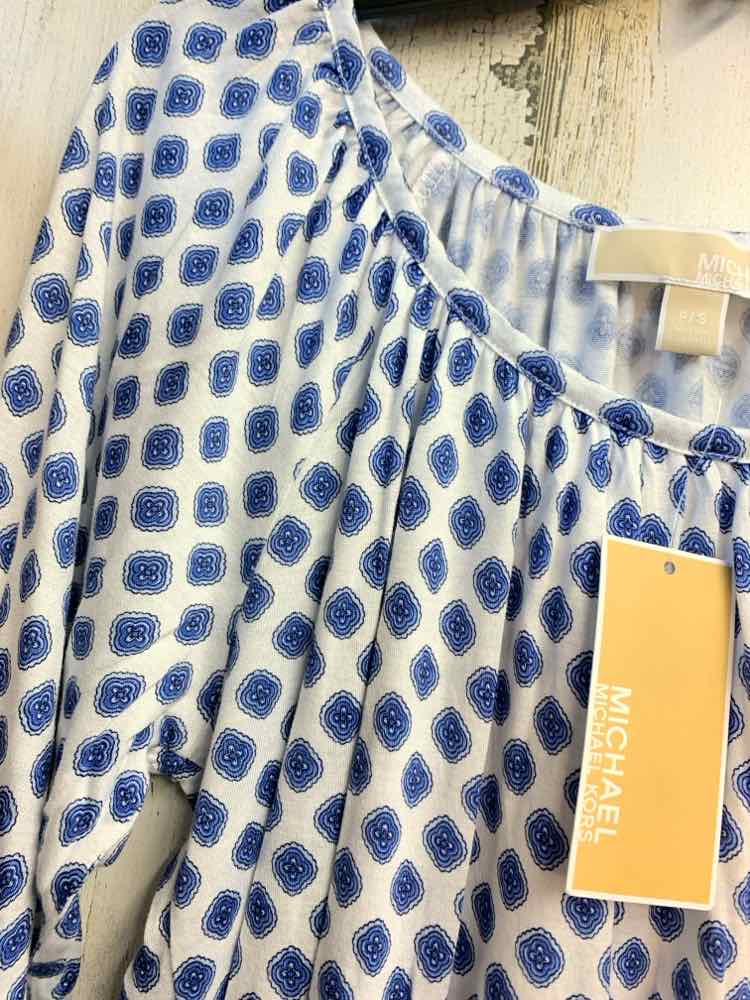 NWT MICHAEL KORS Tops Size P/S WHT/BLU 3/4 LENGTH TOP