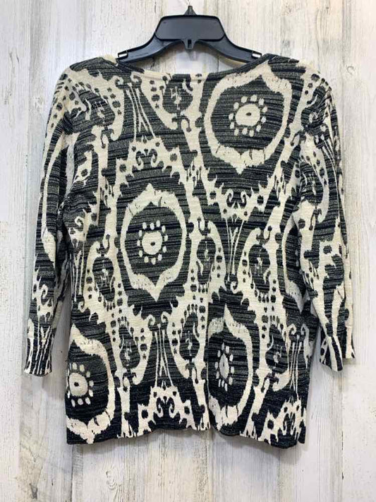PRE-OWNED WORTHINGTON Tops Size XL BLACK/CREAM/GOLD Paisley LIGHT SWEATER TOP/LI