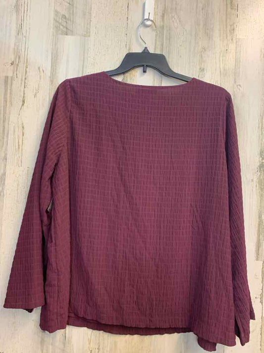 PRE-OWNED NINE WEST PLUS SIZES Size 2X Plum Solid LONG SLEEVES TOP/LONG SLEEVE P