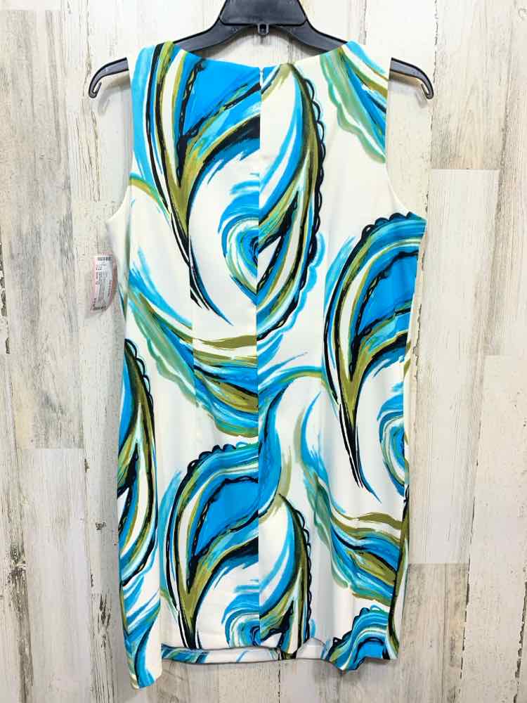 PRE-OWNED KIM ROGERS Dresses and Skirts Size 12 WHITE/TEAL/OLIVE/BLACK Dress/SWI