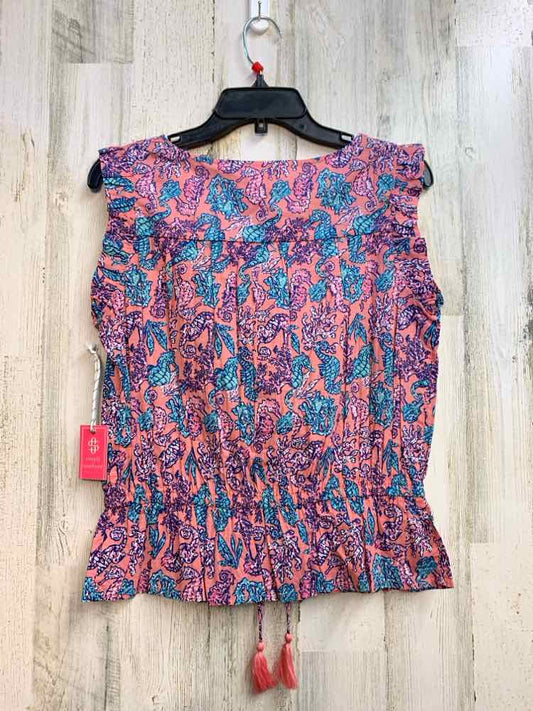 NWT SIMPLY SOUTHERN Tops Size S PINK/BLU/AQUA SEAHORSES SLEEVELESS TOP