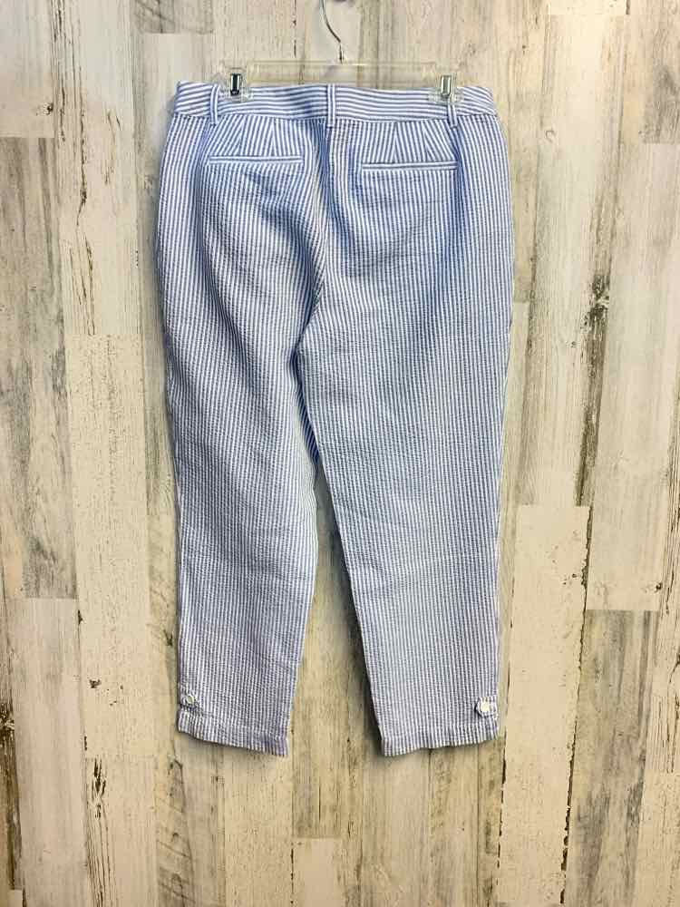 Size 8 TALBOTS BOTTOMS BLU/WHT SEERSUCKER CROP Pants