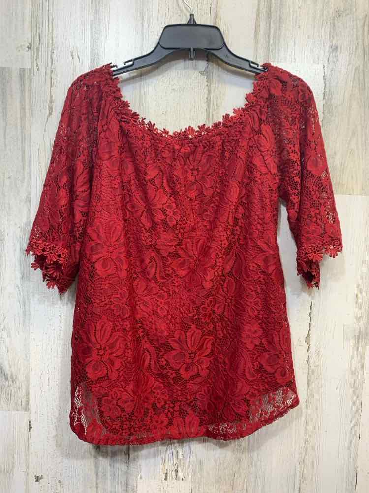 NWT MIHOLL Tops Size M WINE Lace 3/4 LENGTH TOP