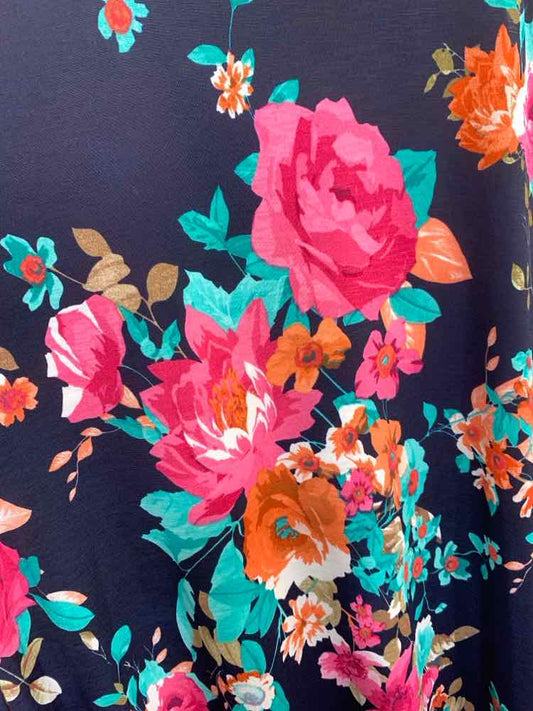 PRE-OWNED Dresses and Skirts Size M NAVY/TEAL/PINK/WHITE Floral MAXI Dress