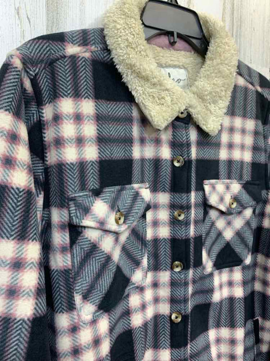 PRE-OWNED SOHO JACKETS / COATS Size L BLK/GRY/PNK Plaid LONG SLEEVE Jacket