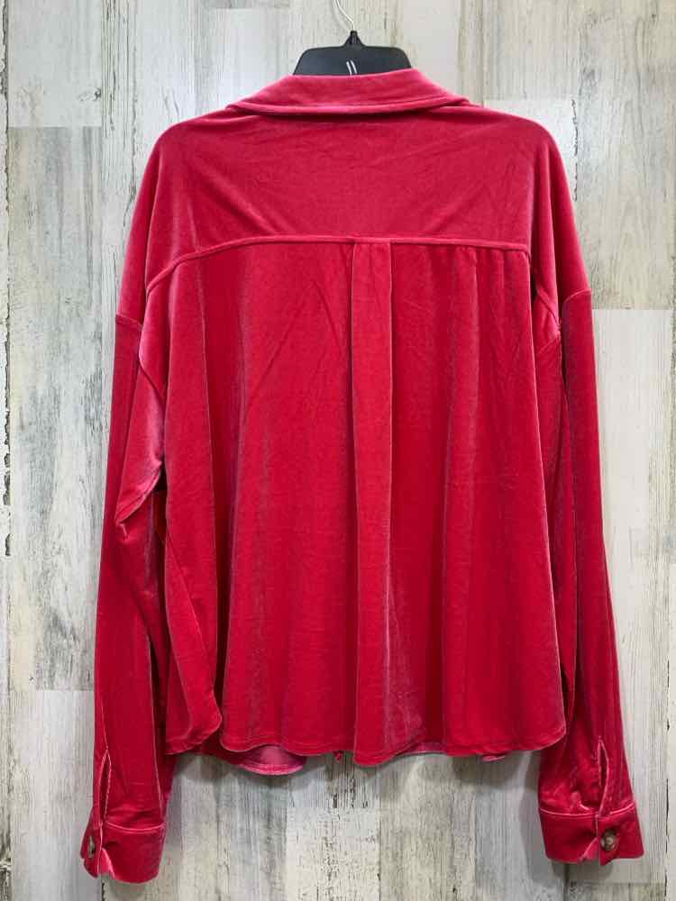 EASEL Tops Size L HOT PINK Velour LONG SLEEVE Shirt