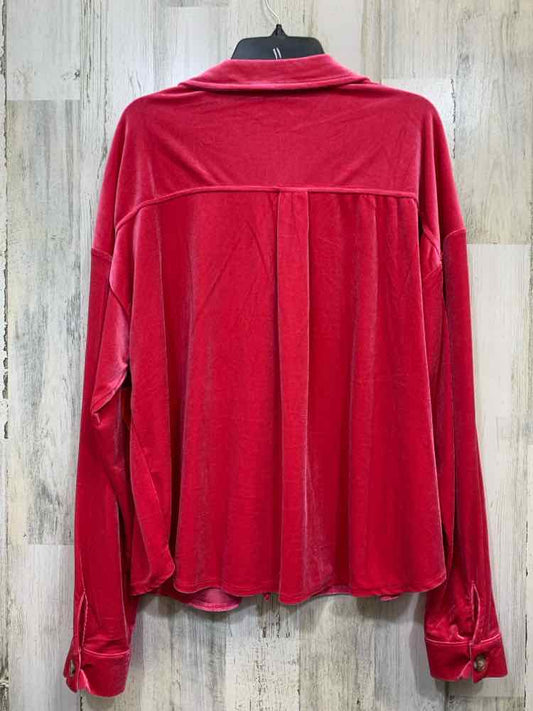 EASEL Tops Size L HOT PINK Velour LONG SLEEVE Shirt