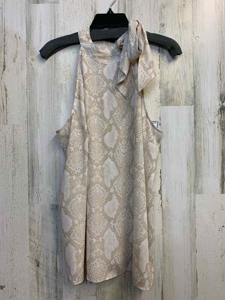 PRE-OWNED WORTHINGTON PLUS SIZES Size XXL Tan/Crm SNAKE PRINT SLEEVELESS TOP
