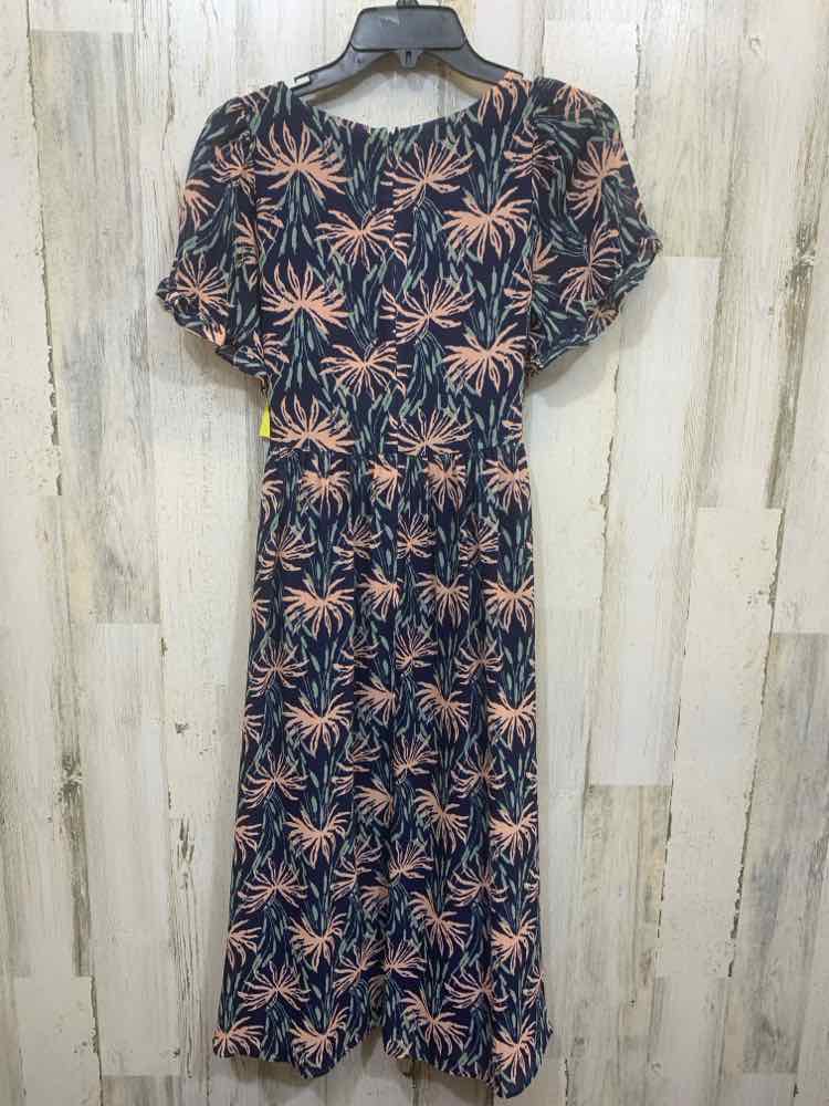 PRE-OWNED MADEWELL Dresses and Skirts Size S NAVY/PINK/GRN PALM FRONDS Dress/NAV