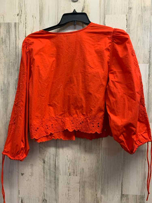 NWT FUTURE COLLECTIVE Tops Size XL CORAL Solid WRAP Shirt/CORAL LONG SLEEVE FRON