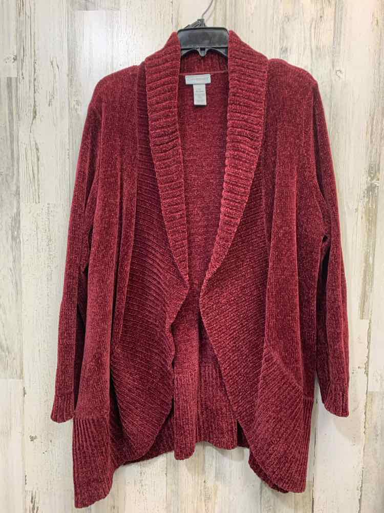CATHERINES JACKETS / COATS Size 1X MAROON polyester LONGSLEEVE Cardigan