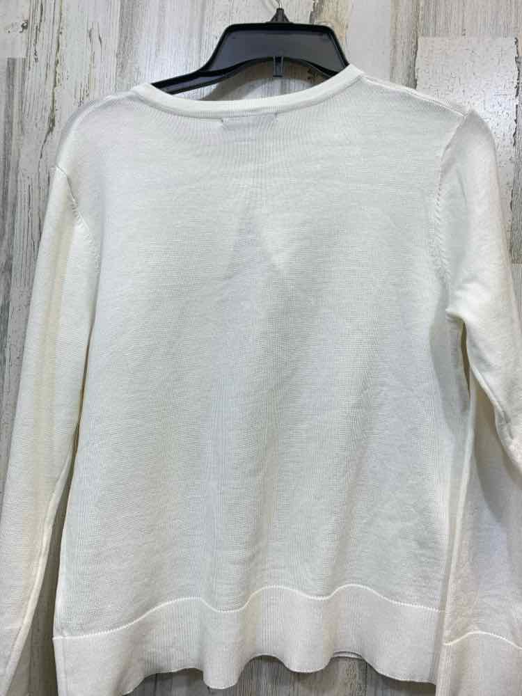 PRE-OWNED CABLE&GAUGE Tops Size PXL Cream Solid BUTTON DOWN Cardigan/SCOOP NECK