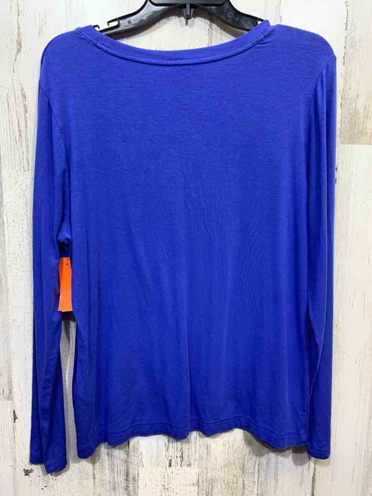 NWT ON 34TH Tops Size XL Blue Solid LONG SLEEVE Blouse