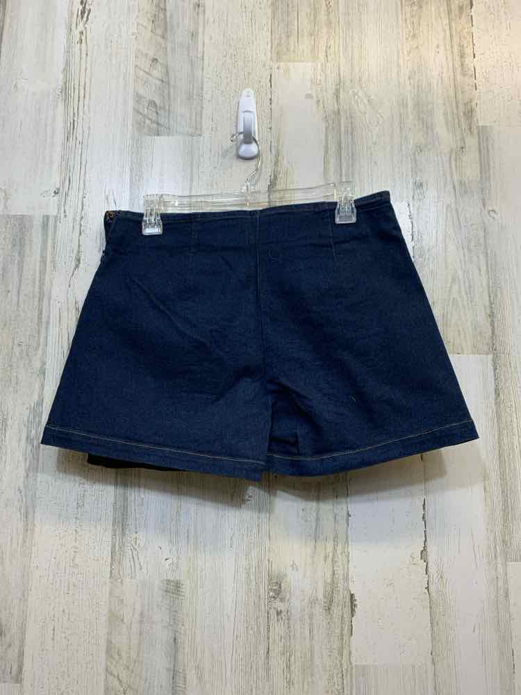 NWT Size L THE WORKSHOP BOTTOMS DARK BLUE Skort/CONTRAST GOLD STITCH BOWS IN THE