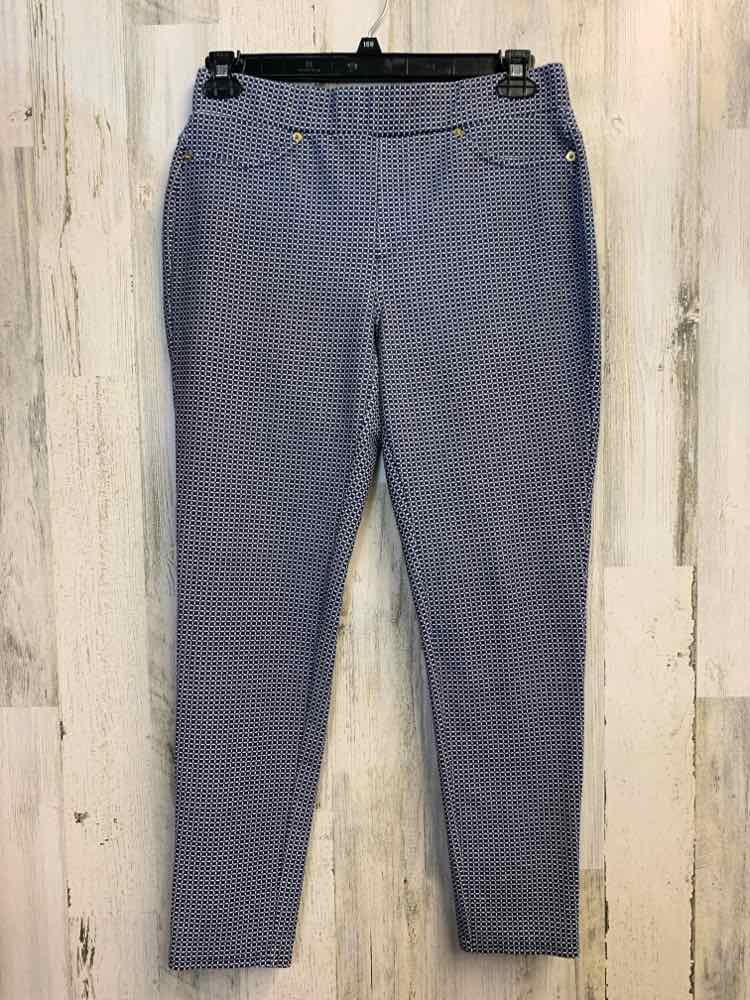 Size L MICHAEL KORS BOTTOMS NAVY/WHT LATTICE ANKLE Pants