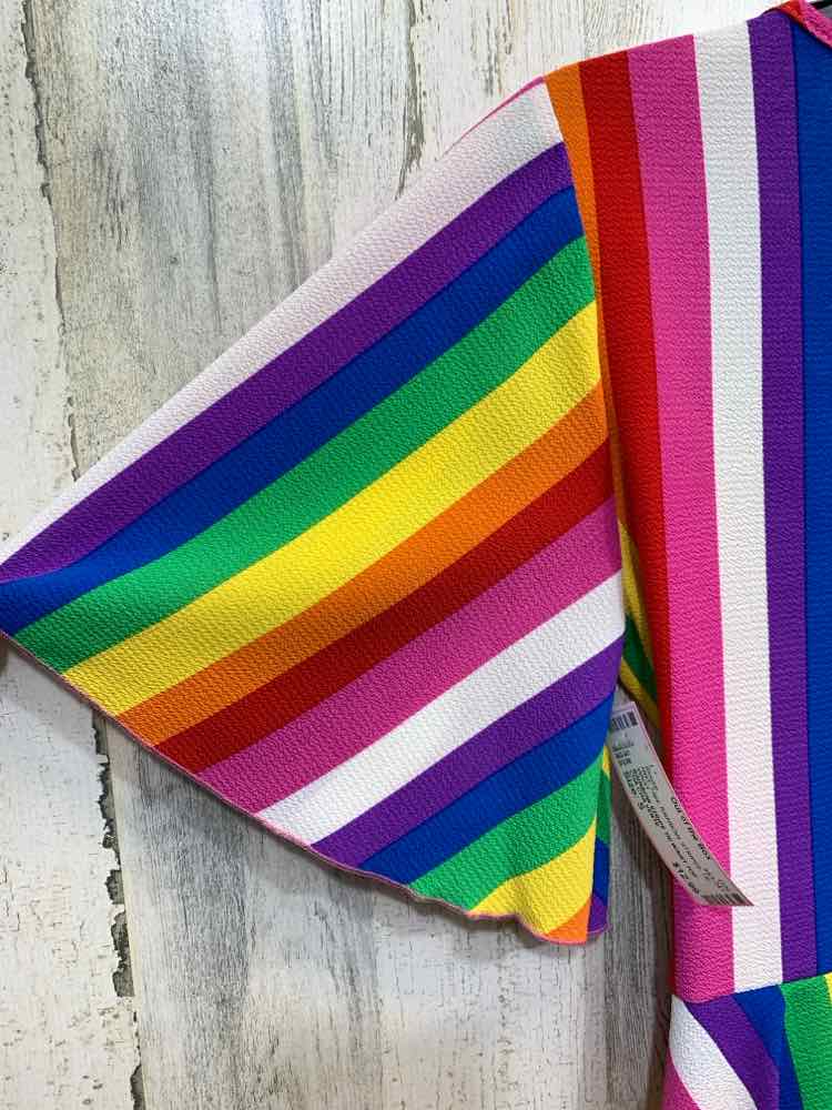 NWT CHA CHA VENTE Tops Size S RAINBOW STRIPES TIE WAIST Blouse/RAINBOW STRIPE TI