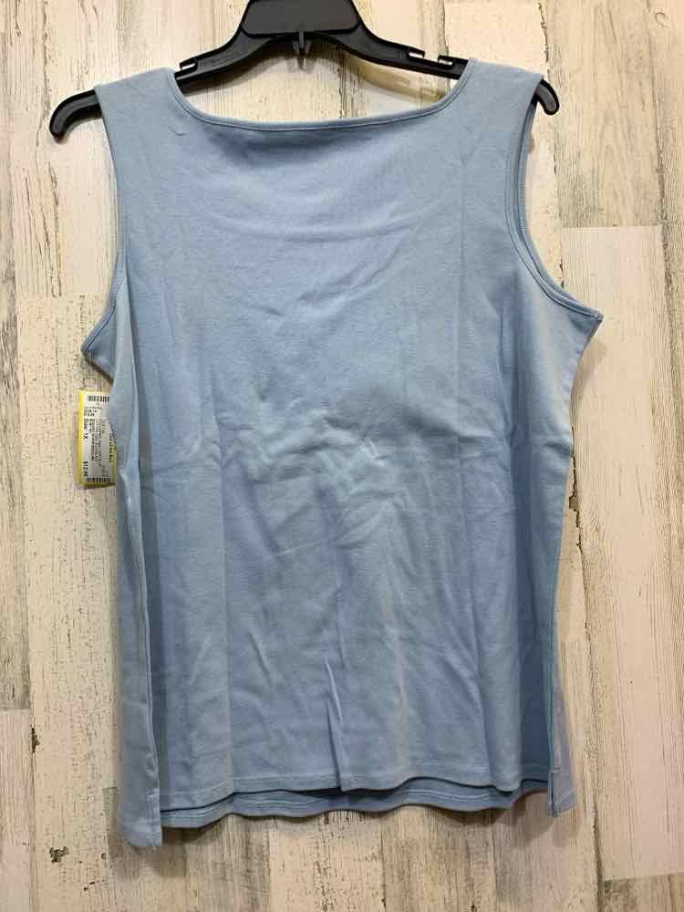 PRE-OWNED RUBY RD Tops Size 1X LIGHT BLUE COTTON Solid SLEEVELESS Tank Top