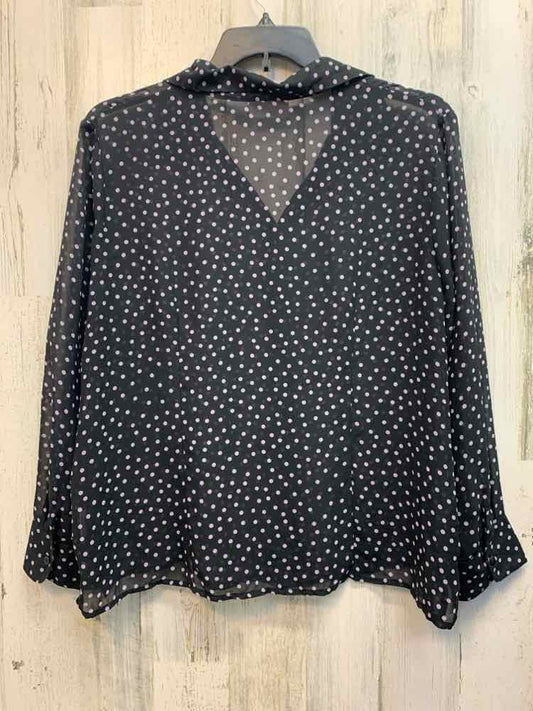 JACLYN SMITH PLUS SIZES Size 22W BLK/PINK SHEER DOTS LONG SLEEVES Shirt