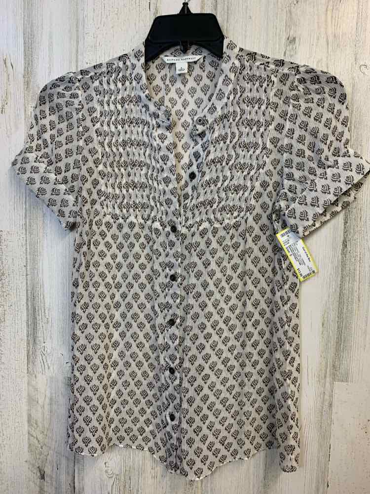 PRE-OWNED BANANA REPUBLIC Tops Size S CRM/BRN PATTERN SHORT SLEEVES TOP/BUTTON U