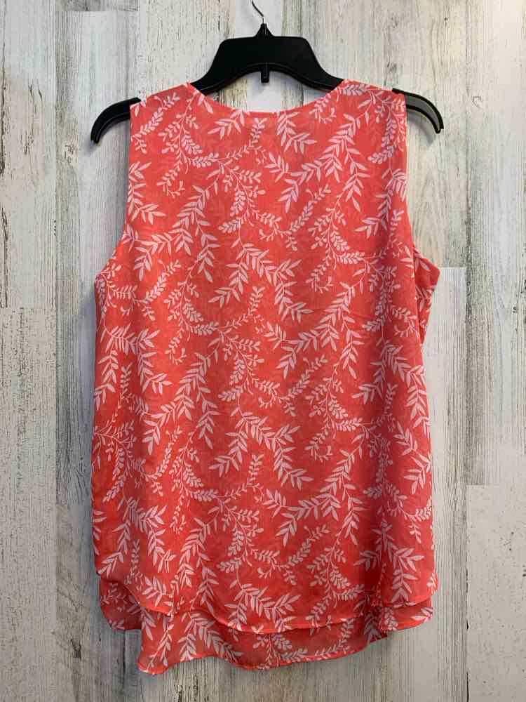 PRE-OWNED CRISTINA B Tops Size S Orange LEAFS SLEEVELESS TOP