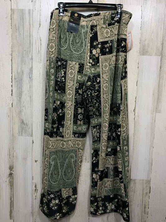 NWT Size PXL JM BOTTOMS GRN/BLK/WHT Paisley Pants