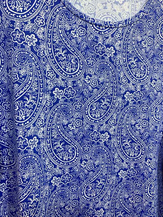 PRE-OWNED LAND'S END Dresses and Skirts Size XLP WHT/BLUE FLORAL/PAISLEY/SCOOP N