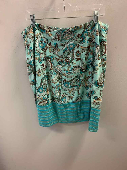 NOTATIONS Dresses and Skirts Size XL AQUA/BRN/WHT Paisley Skirt