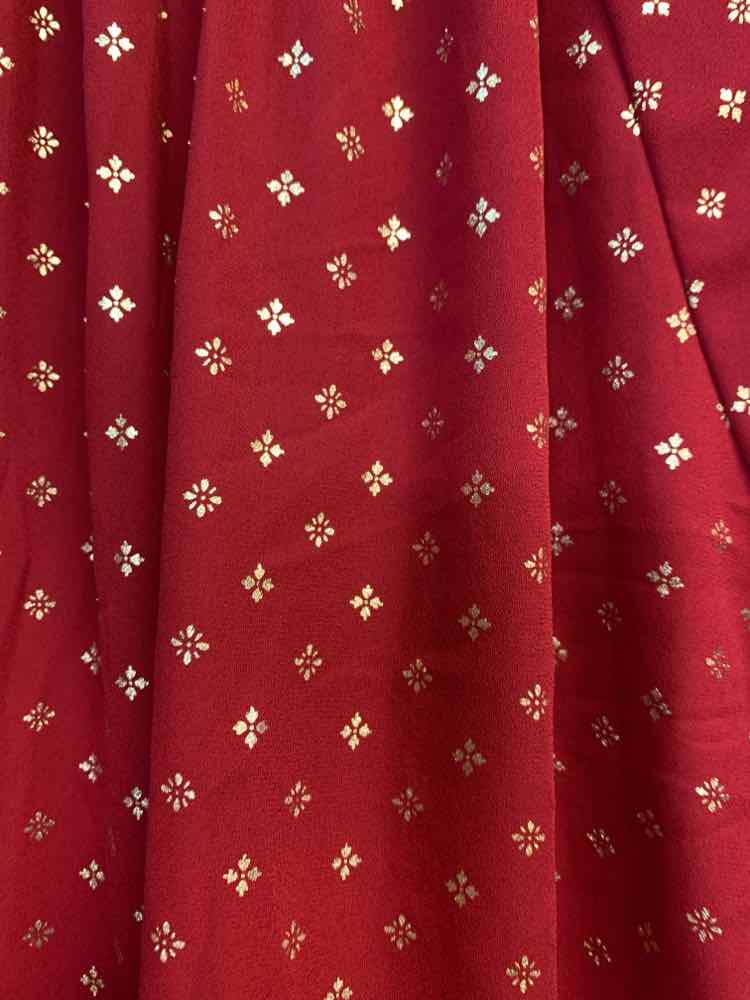 PRE-OWNED TIME & TRU Tops Size L BURGANDY Floral LONG SLEEVES TOP/FLOWY SHEER BU