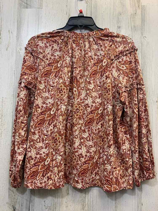 WONDERLY Tops Size PM RUST/WHT Paisley LONG SLEEVES TOP