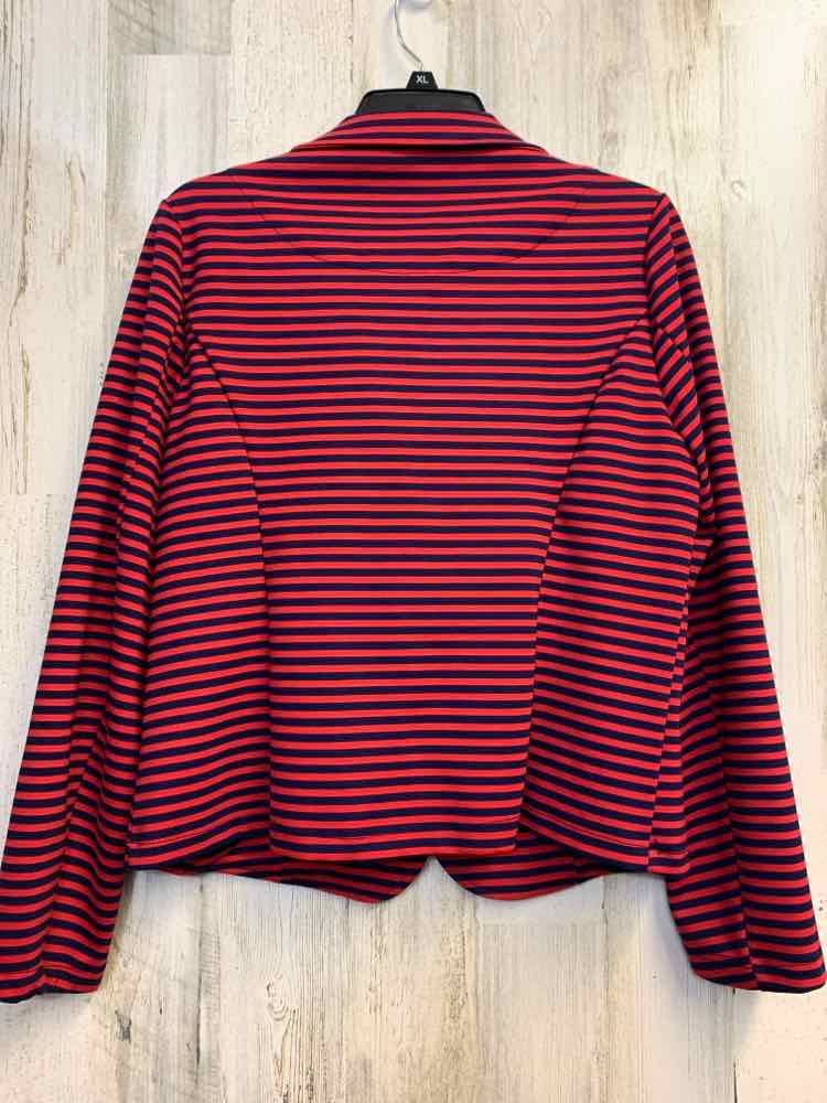 FOR CYNTHIA Tops Size L RED/NAVY Stripe BLAZER Jacket