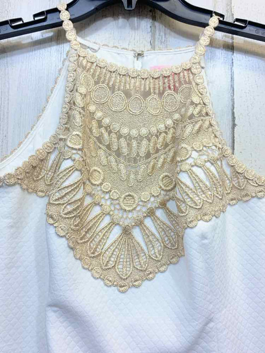 PRE-OWNED LILLY PULITZER Dresses and Skirts Size 8 WHITE/GOLD HIGH NECK Dress/GO