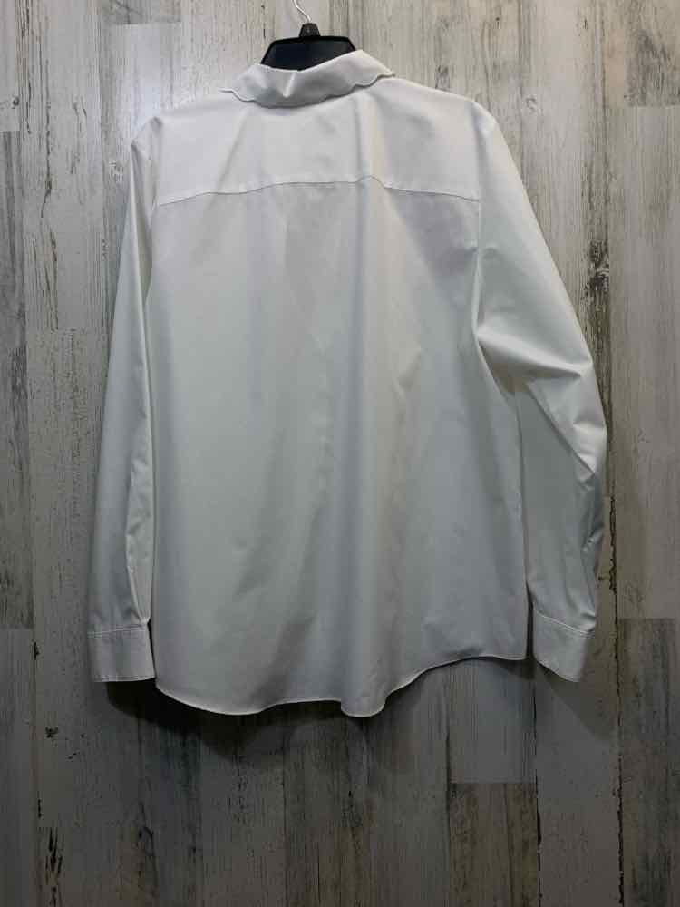 PRE-OWNED ORVIS PLUS SIZES Size 20 White Solid BUTTON UP TOP/WHITE LONG SLEEVE S