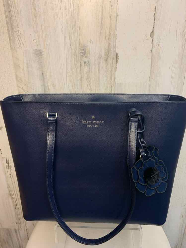 KATE SPADE Designer Handbags Navy/FLOWER TASSELS/BACK POCKER LGE TOTE