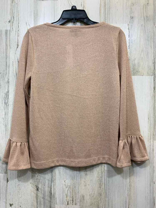 PRE-OWNED J CREW Tops Size M ROSE GOLD SPARKLES BELL SLEEVES TOP/ROSE GOLD SPARK