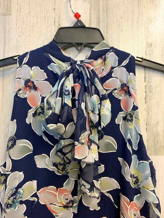 PRE-OWNED ROBBIE BEE Dresses and Skirts Size 6P NVY/WHT Floral SLEEVELESS Dress