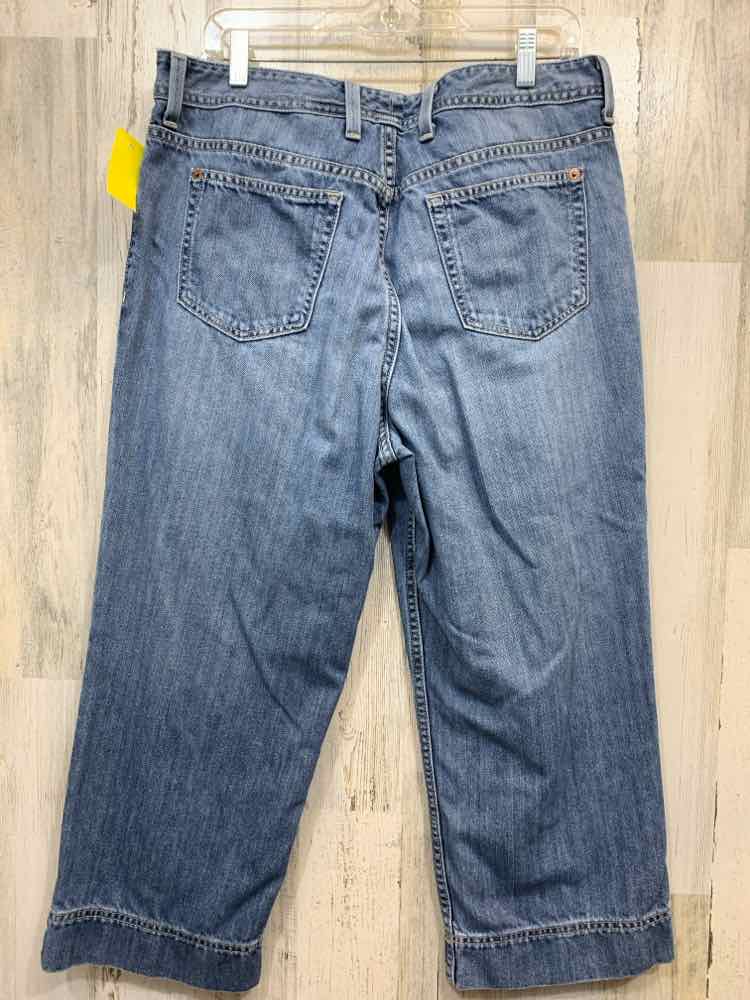 PRE-OWNED Size 14 EDDIE BAUER BOTTOMS LIGHT BLU Solid BOOT CUT CAPRI