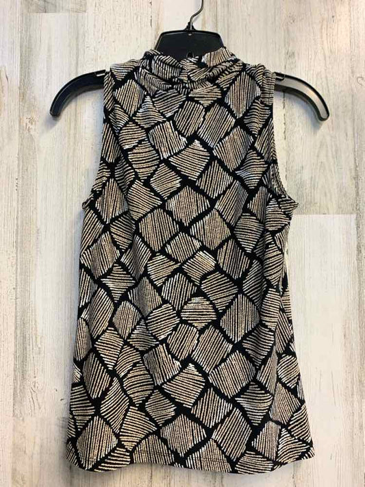 NWT ANNE KLEIN Tops Size XS BLK/BEG PATCHES SLEEVELESS TOP