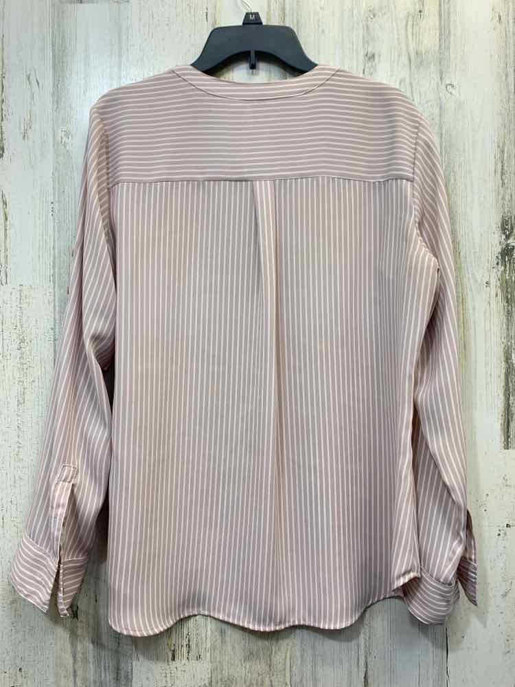 PRE-OWNED EXPRESS Tops Size L SOFT PINK/WHITE STRIPES LONG SLEEVES TOP/SOFT PINK